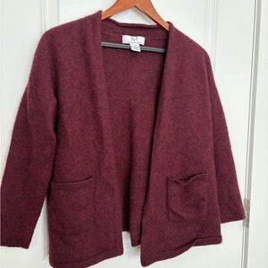 Magaschoni Deep Burgundy Elbow Sleeve Cardigan